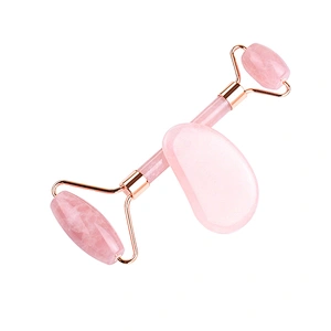 ade Roller and Gua Sha Face Roller Facial Beauty Roller Skin Care Tools BAIMEI Rose Quartz Massager for Face Eyes Neck and So On