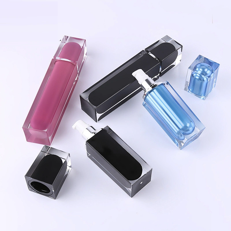 High quality thick wall 30ml 70ml 100ml square black lotion serum acrylic bottle