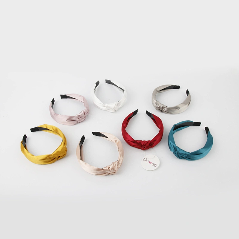 Women hair accessories Silk Satin Headbands Solid Color Twisted Elastic Hairband silk scrunchies