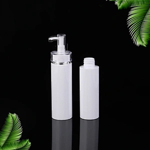 250ml flat shoulder shampoo lotion bottle packaging with bamboo pump