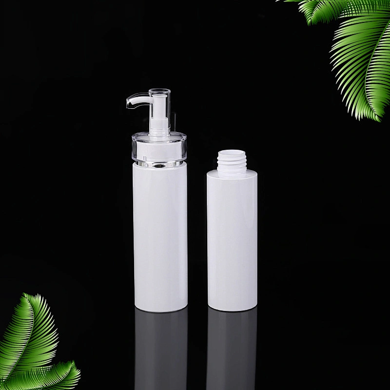 250ml flat shoulder shampoo lotion bottle packaging with bamboo pump