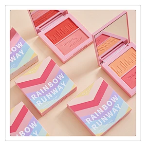 Make-up small ice cube bright color two-color blush highlight powder shadow shading capacity highlighter blush