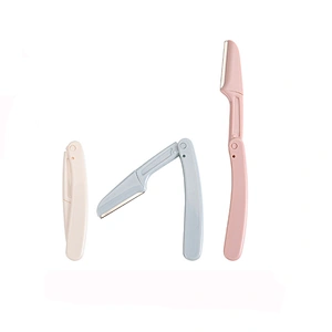 Private Label  Eyebrow Trimmer Razor Safety Round Colorful Foldable Eyebrow Tweezer