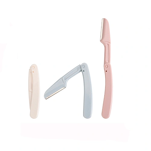 Private Label  Eyebrow Trimmer Razor Safety Round Colorful Foldable Eyebrow Tweezer