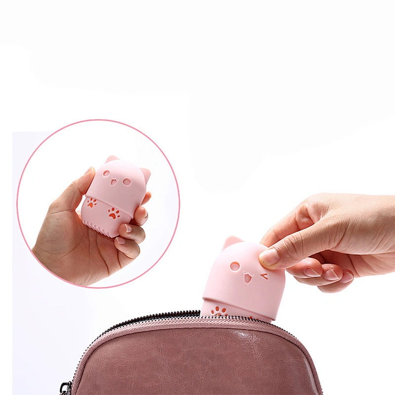 Cute Cat Silicone Soft Makeup Sponge Container Beauty Sponge Travel Case Makeup Sponge Container