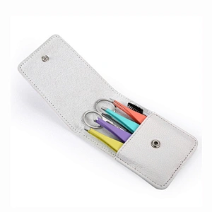 Beauty Tools Colorful Customize Slanted Stainless Steel 6Pcs Eyebrows Tweezer Scissors Set