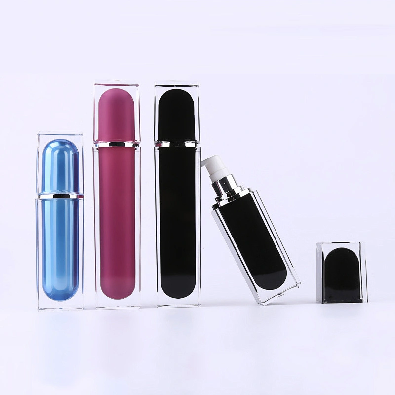 High quality thick wall 30ml 70ml 100ml square black lotion serum acrylic bottle