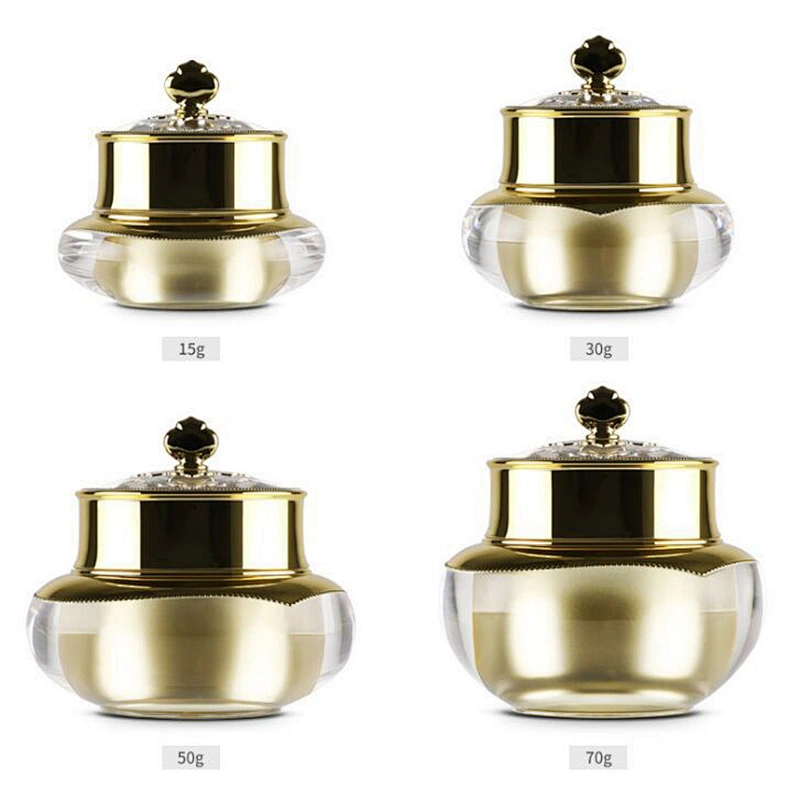 70g Luxury acrylic Gold/Sliver Color Cap Press cosmetics packaging bottles Plastic Vacuum emulsion bottle for women