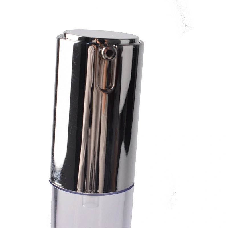 50ml clear round acrylic lotion bottle empty cosmetic matte silver airless pump cosmetic bottles
