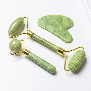 RoselynBoutique Jade Roller for Face and Gua Sha Set - Beauty Cosmetic Facial Skin Roller Massager Tool