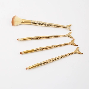 Mermaid Makeup Brush Set, 4Pcs Premium Synthetic Professional Makeup Brushes