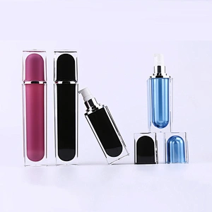 High quality thick wall 30ml 70ml 100ml square black lotion serum acrylic bottle