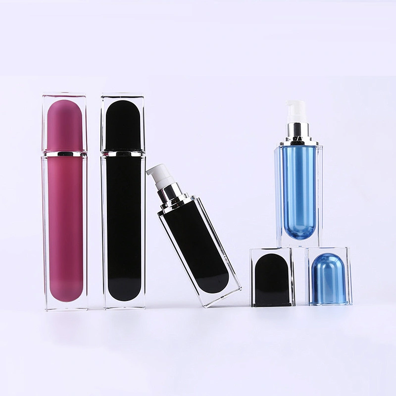High quality thick wall 30ml 70ml 100ml square black lotion serum acrylic bottle