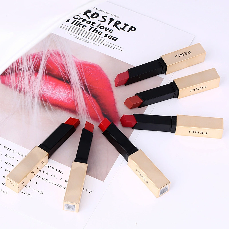 Popular beauty makeup square tube small gold bar lipstick hot selling glitter lipstick