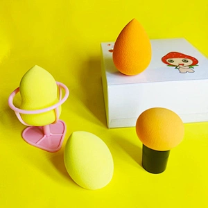 2021 new design private label can be printed makeup sponge sponge container and sponge pen set