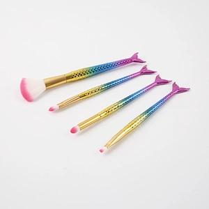 Mermaid Makeup Brush Set, 4Pcs Premium Synthetic Professional Makeup Brushes