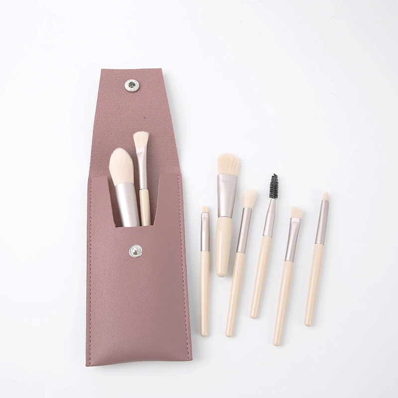 8pcs Mini Travel Portable Soft Makeup Brush Set With PU Bag