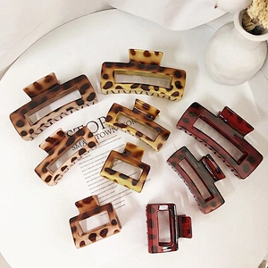 2021 New Korean Women Simple Classic Tortoise Shell Cellulose Acetate Hair Claw Clips