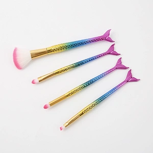 Mermaid Makeup Brush Set, 4Pcs Premium Synthetic Professional Makeup Brushes