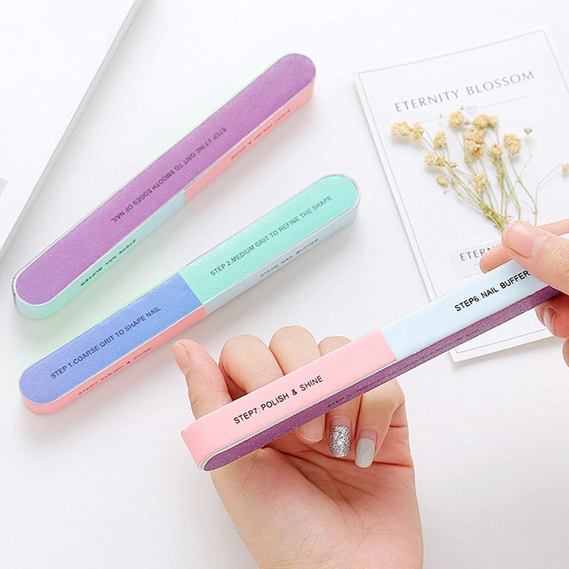 OEM cheap price Buffer Block Nail Buffering Files 7 Steps private label two colors nail file with logo