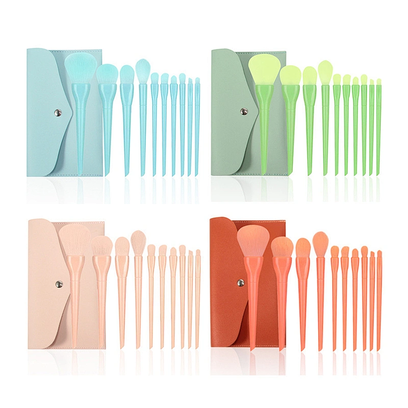 10 Pcs Perfect Custom Candy Color Soft Fiber Makeup Brushes Student Beginners Custom Makeup Brush