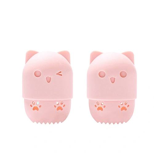 Cute Cat Silicone Soft Makeup Sponge Container Beauty Sponge Travel Case Makeup Sponge Container