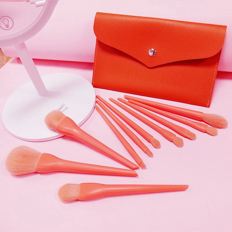 10 Pcs Perfect Custom Candy Color Soft Fiber Makeup Brushes Student Beginners Custom Makeup Brush