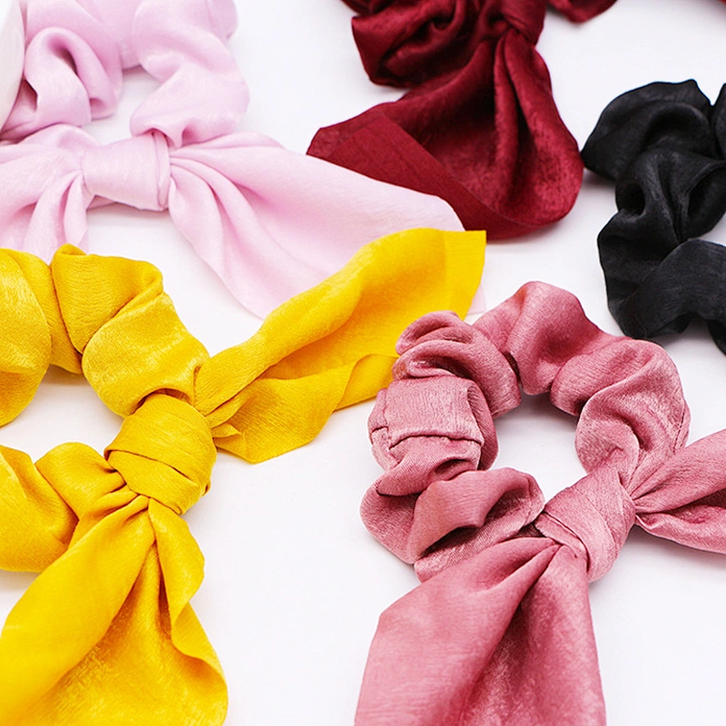 Elegant Fancy elastic hair bands girls different colors new design summer hair scrunchies with scarf