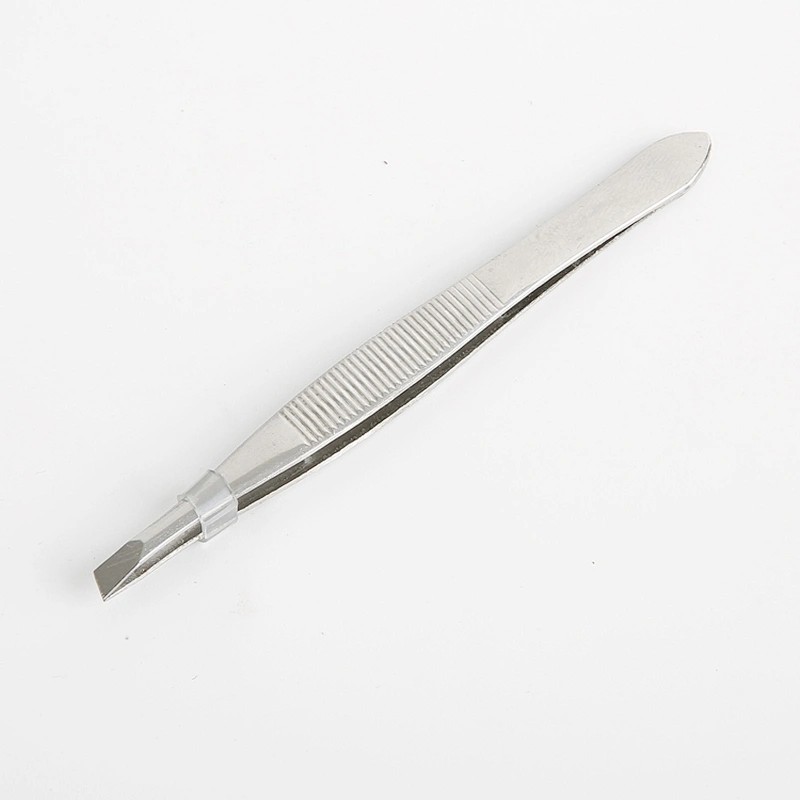 Wholesale stainless steel eyebrow tweezers customized color slanted tweezers