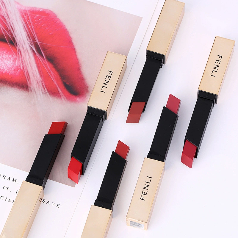 Popular beauty makeup square tube small gold bar lipstick hot selling glitter lipstick