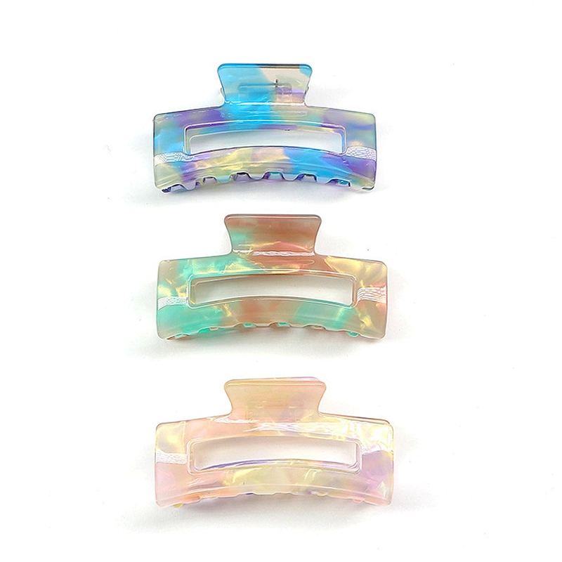 Wholesale Korean Style Two Colors Mixed Patten Marble Design Acrylic Hair Clips