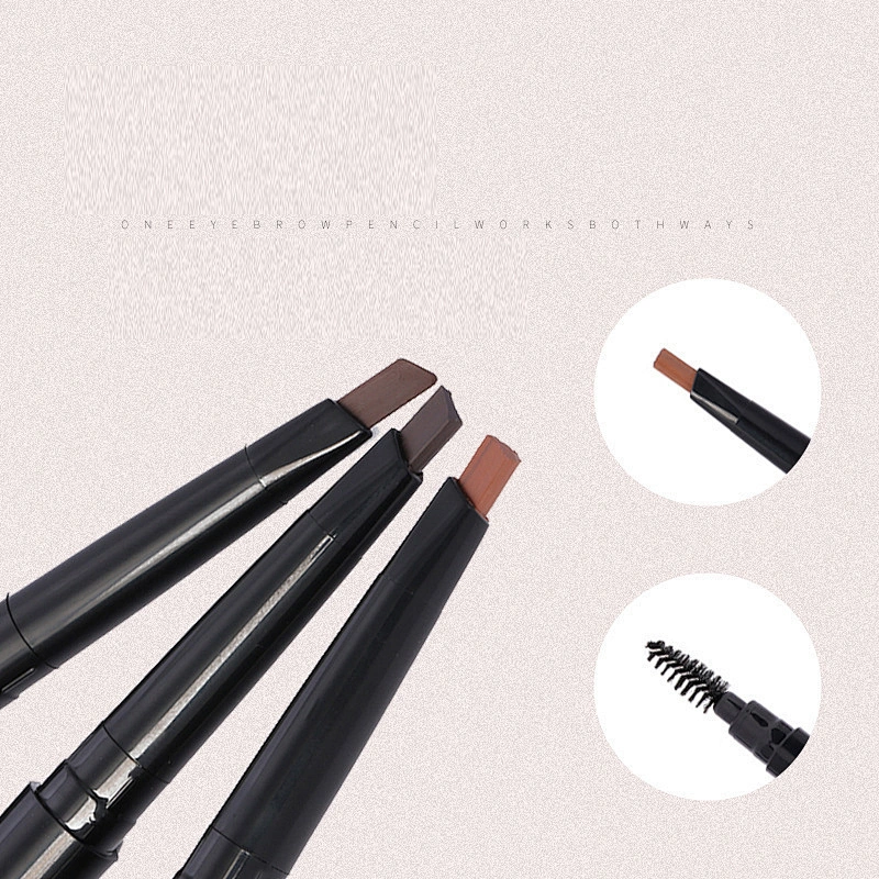 Makeup New Waterproof And Sweatproof Lasting Non-Marking Makeup Pen Double Head Triangle Automatic Rotating Eyebrow Pencil