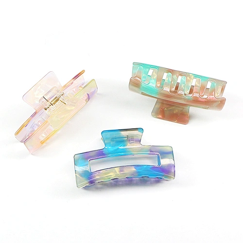 Wholesale Korean Style Two Colors Mixed Patten Marble Design Acrylic Hair Clips