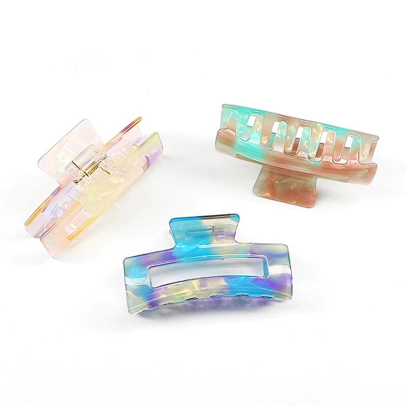 Wholesale Korean Style Two Colors Mixed Patten Marble Design Acrylic Hair Clips