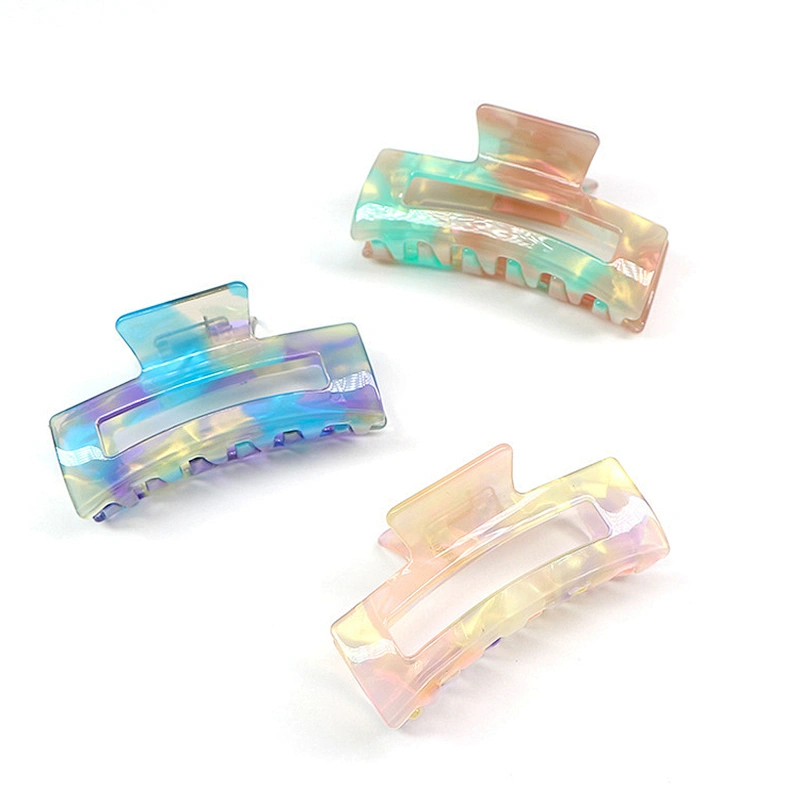 Wholesale Korean Style Two Colors Mixed Patten Marble Design Acrylic Hair Clips