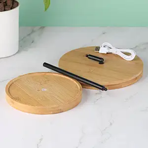 Custom Bamboo Wooden Frame  LED Light Smart  Private Table Standing Makeup Mirror
