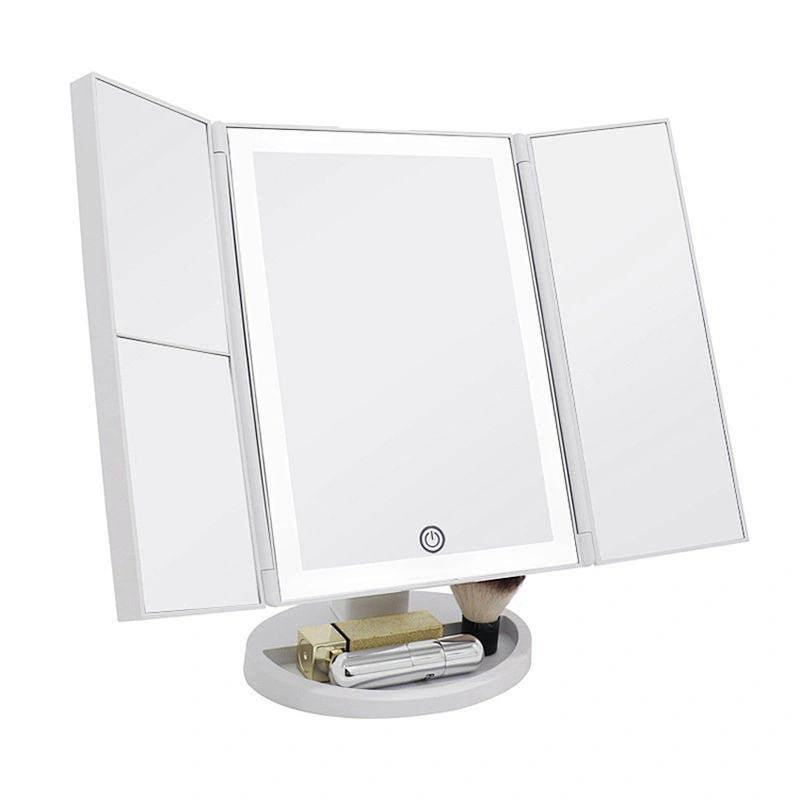 Custom 36 LED Lights Touch-Screen Light Control Tri-Fold 1/2/3X Magnification Beautyworks Backlit Custom Vanity Mirror