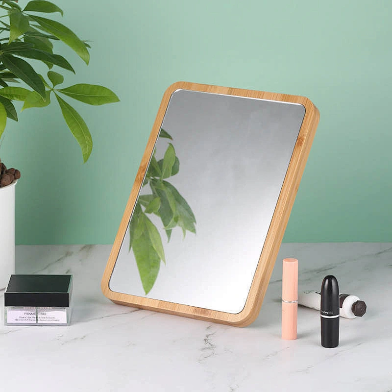Custom Mirror Minimalistic Style Japanese Style Retro Wooden Frame Dormitory Desktop Makeup Mirror