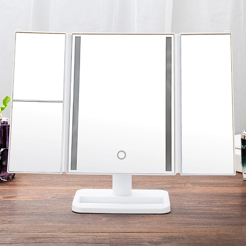 Custom Vanity Mirror with Lights 72 LED Trifold Mirror Touch Control Design 1x2x3x Magnification Portable Makeup Mirror