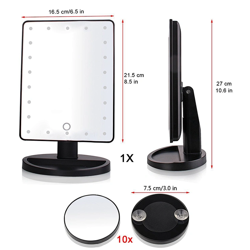 Custom COSMIRROR Lighted Makeup Vanity Mirror with 10X Magnifying Mirror21 LED Lighted Mirror with Touch Sensor Dimming
