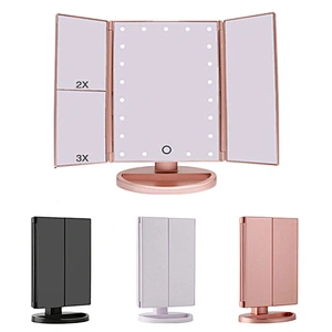 Custom Hot Sale Foldable Mirror Pink Folding Professional Makeup Mirror With Led Light  Mirror For More Usable Sma