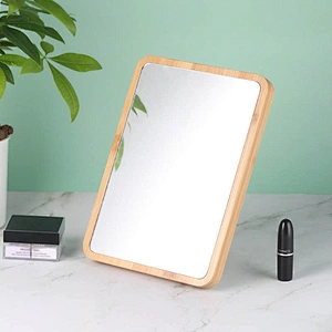 Custom Mirror Minimalistic Style Japanese Style Retro Wooden Frame Dormitory Desktop Makeup Mirror