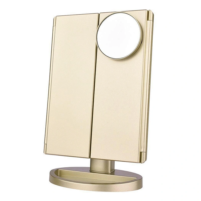 Custom Hot Sale Foldable Mirror Pink Folding Professional Makeup Mirror With Led Light  Mirror For More Usable Sma