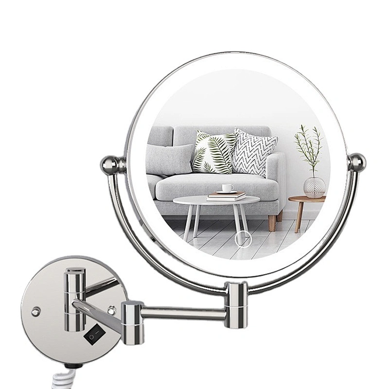 Hot Selling Small Metal 5 Times Magnification Led Makeup Mirror Fill Light Wall-mounted Beauty Mirror
