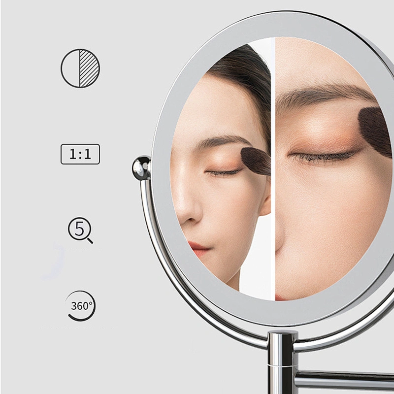 Hot Selling Small Metal 5 Times Magnification Led Makeup Mirror Fill Light Wall-mounted Beauty Mirror
