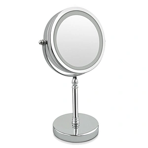 Custom Pocket Double-sided Mirror 5 Times Magnification Desktop Makeup Mirror with Light 8 Inch Led Makeup Mirror