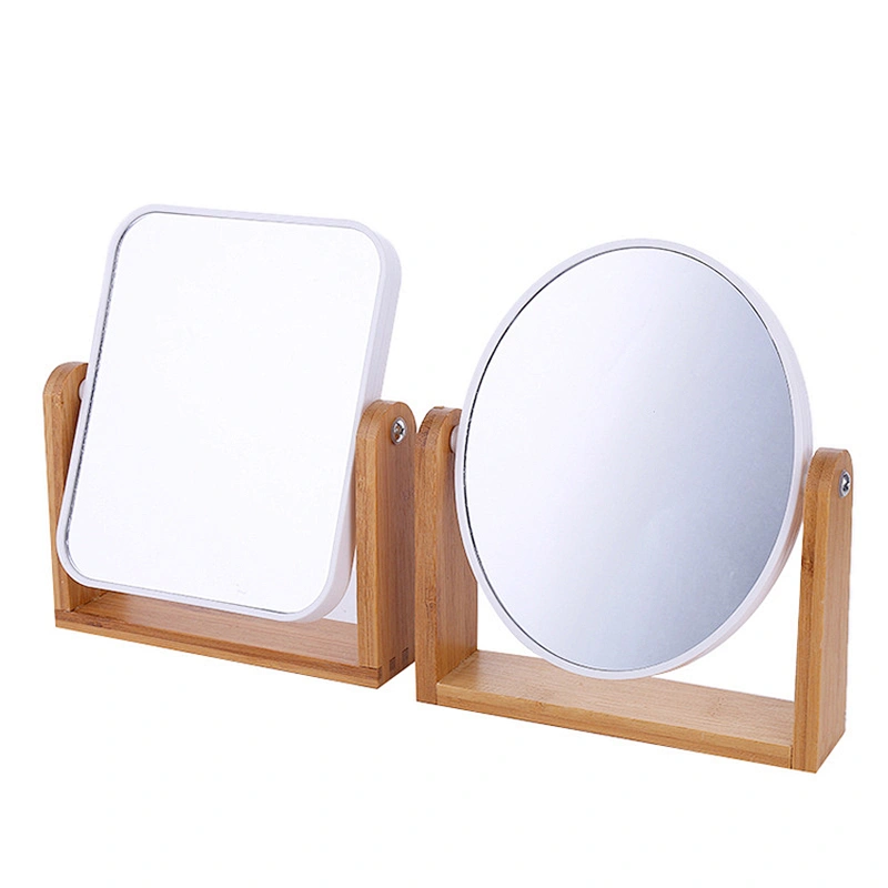 Vanity Makeup Mirror with Natural Bamboo Stand 8 Inch 1X/3X Magnification Double Sided 360 Degree Swivel Magnifying Mirror