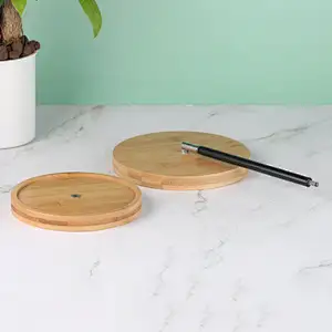 Custom Student Dormitory Retro Style Minimalistic Style Bamboo Frame Desktop Round Makeup Mirror