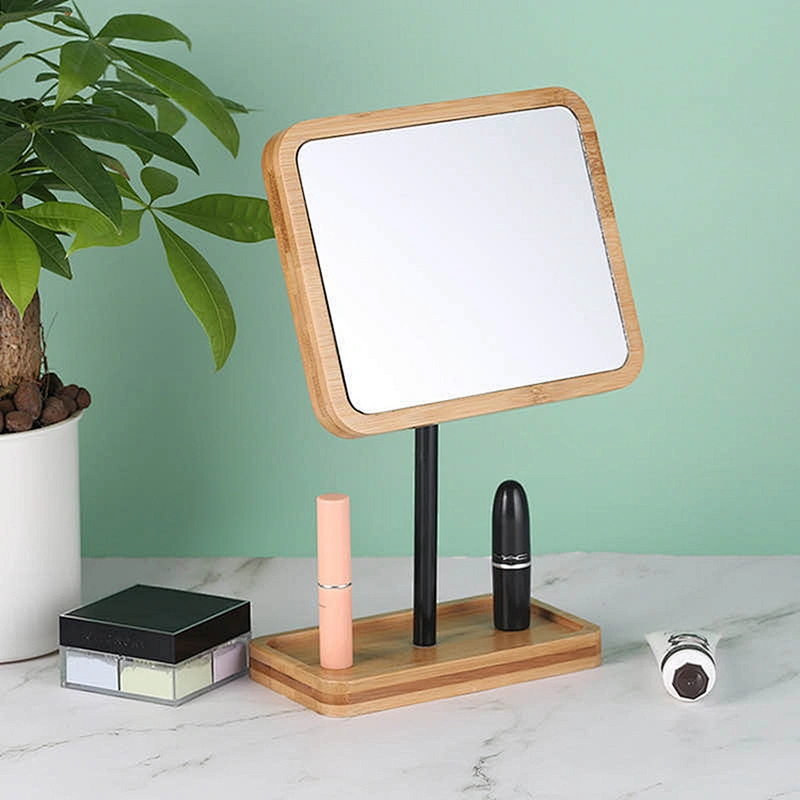 Custom Retro Style Minimalistic Desktop Square Dormitory Japanese Style Makeup Mirror