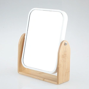 Vanity Makeup Mirror with Natural Bamboo Stand 8 Inch 1X/3X Magnification Double Sided 360 Degree Swivel Magnifying Mirror